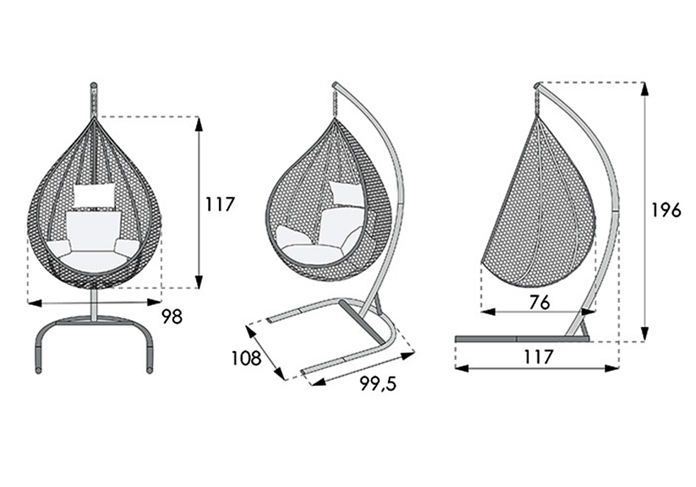 Размеры подвесного кресла
